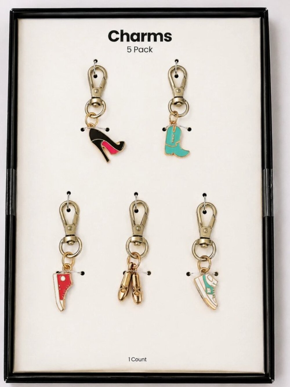 5pc Bag Charm Set - Clip On Purse Backpack Keychain Zipper Pulls - Metal Enamel